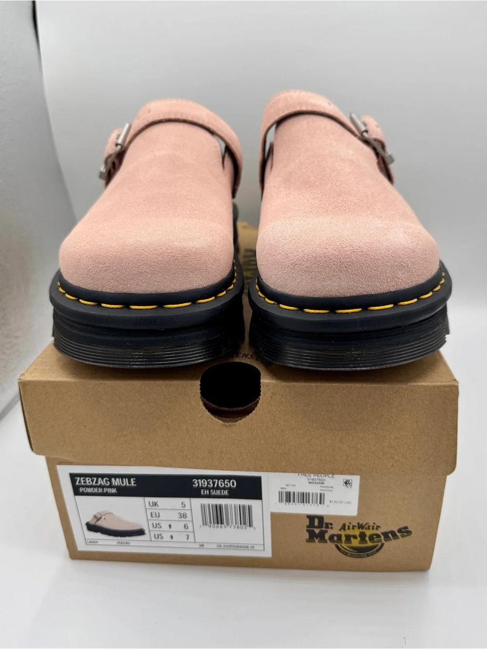 NWT Dr Martens Zebzag Mule Unisex , Powder Pink Platforms